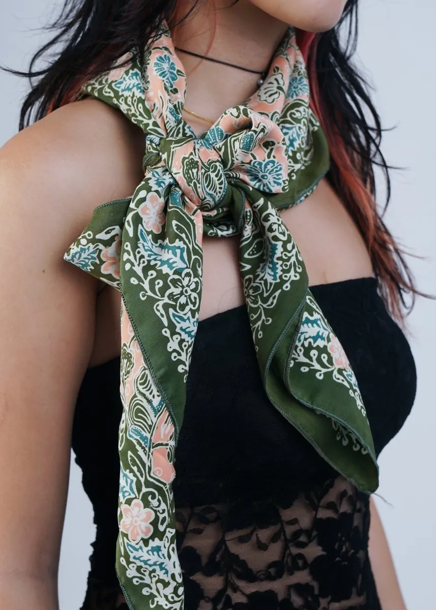 SALMON & OLIVE REFINED SILK SQUARE