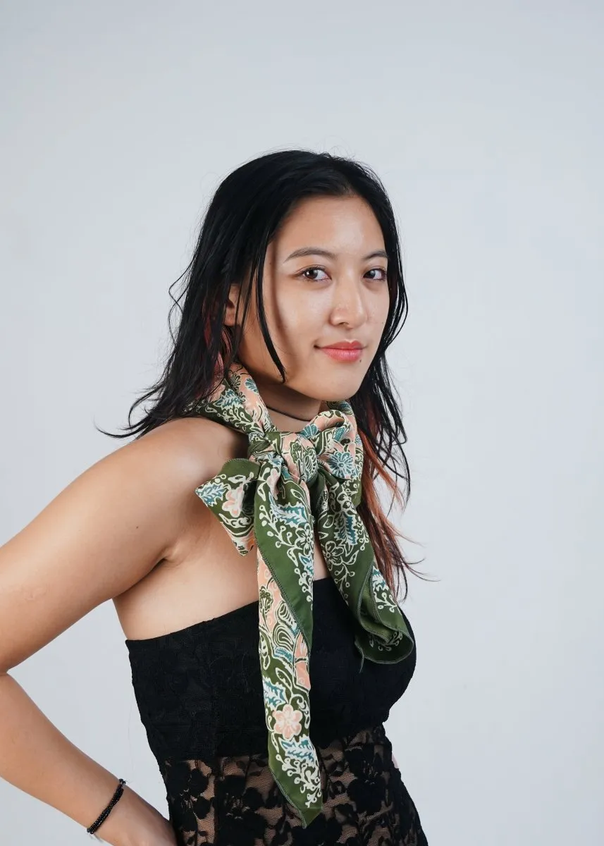 SALMON & OLIVE REFINED SILK SQUARE
