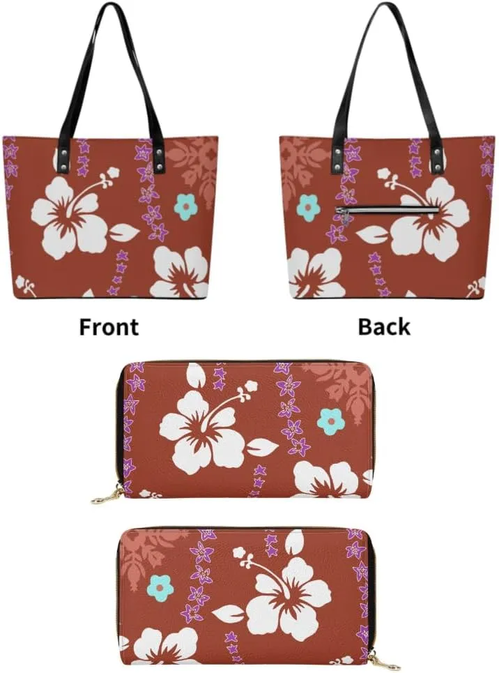Samoa Tribal Print Custom Women'S Tote Polynesian Women'S Bag 2 Piece Set Shoulder Bag And Purse