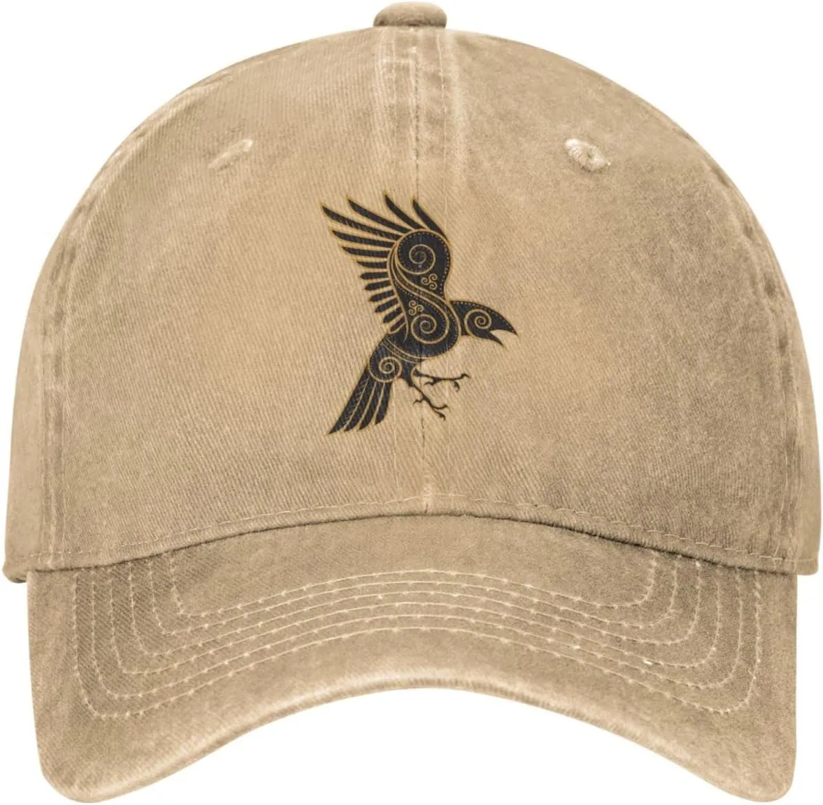 Scandinavian Pirate Odin's Raven Celtic Style Vintage Washed Denim Baseball Cap Adjustable Dad Hats Gift for Men Women
