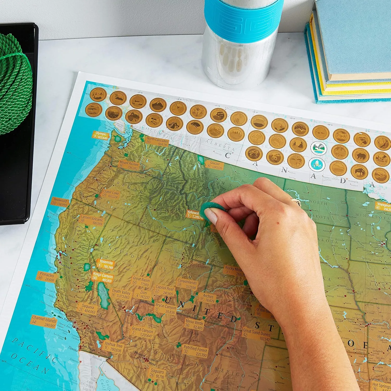 Scratch Off USA National Parks Map Poster - Ideal Gift for Outdoor Lovers or Explorers - 17 x 22 inches - Maps International