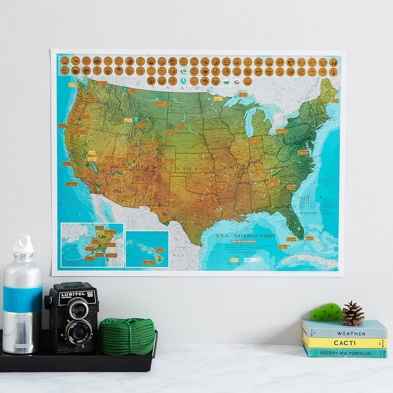 Scratch Off USA National Parks Poster 17 x 22 inches   bonus USA Scratch off Map - Ideal Gift for Outdoor Lovers or Explorers