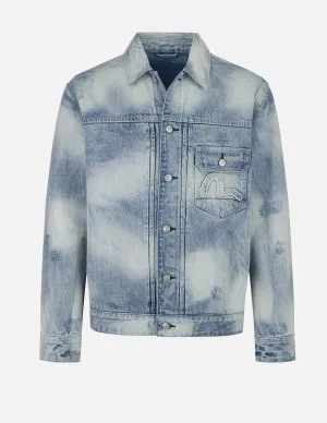 Seagull Appliqué Embroidery Relax Fit Denim Jacket