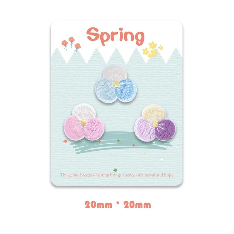 Self-Adhesive Spring Flower Embroidered Patches 12 Pack
