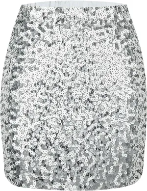 Sequin Skirt Women's Party Short Sparkly Glitter Mini Skirt for Club Night Out