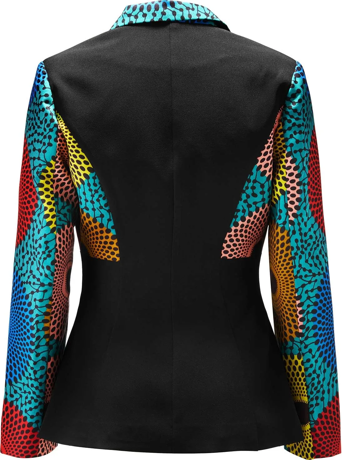 SHENBOLEN Women African Print Coat Notched Lapel Pocket Blazer Jacket