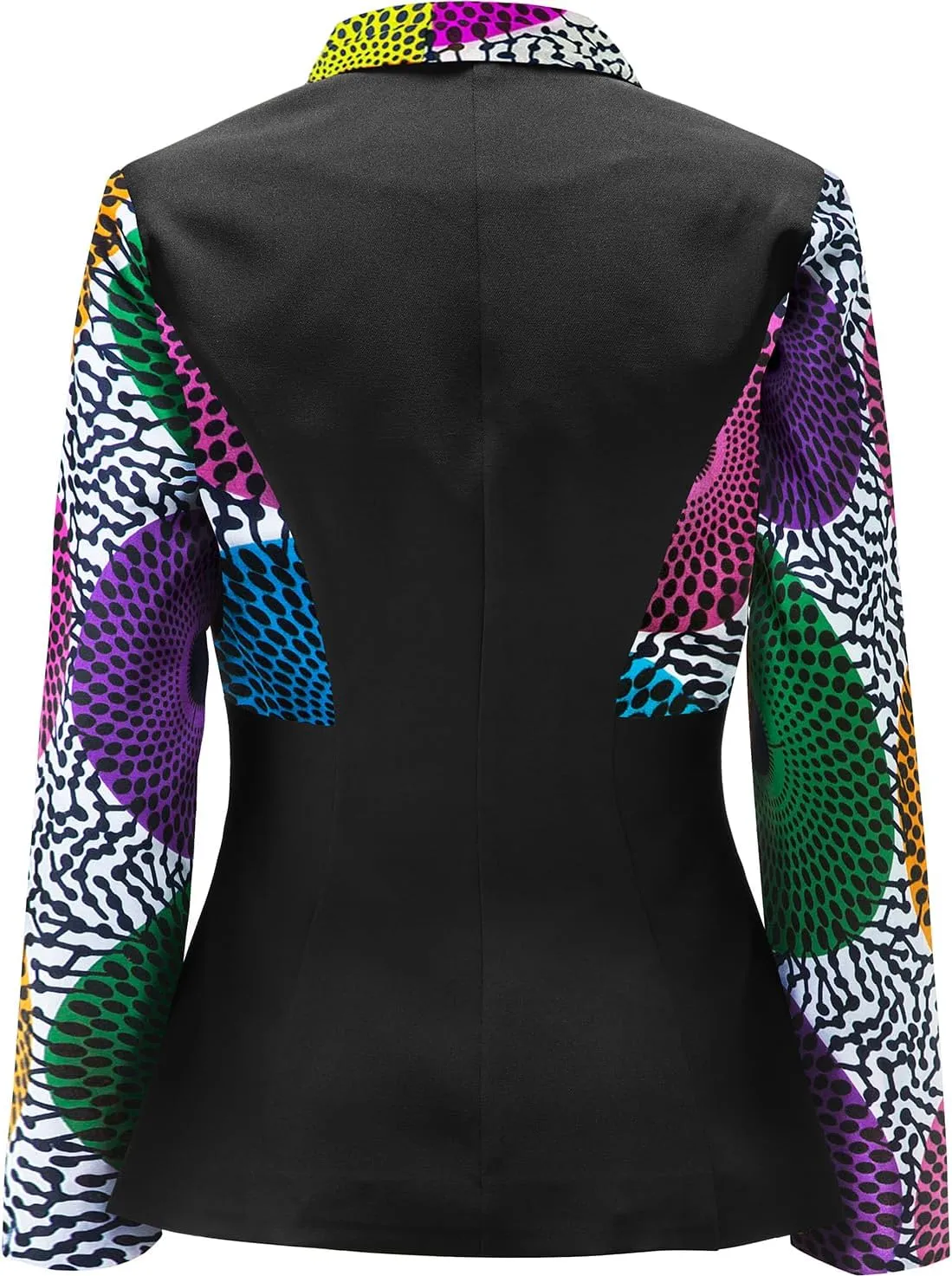 SHENBOLEN Women African Print Coat Notched Lapel Pocket Blazer Jacket