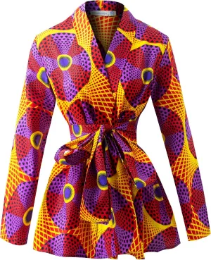 SHENBOLEN Women African Traditional Batik Print Long Sleeve Shirt Dashiki Casual Cotton Shirt