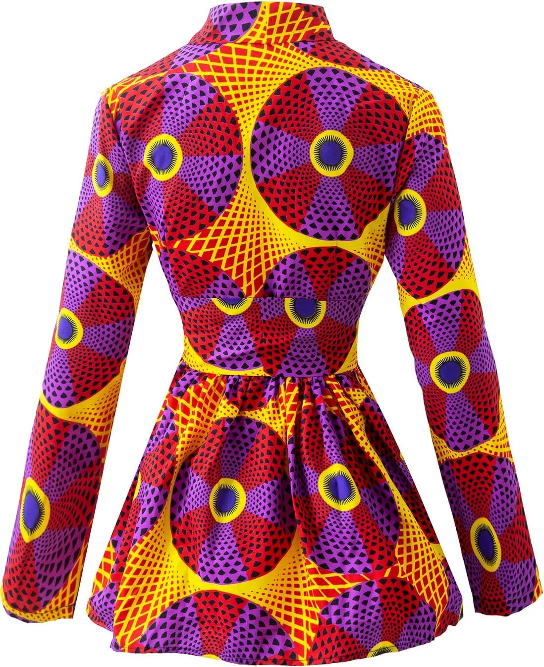 SHENBOLEN Women African Traditional Batik Print Long Sleeve Shirt Dashiki Casual Cotton Shirt