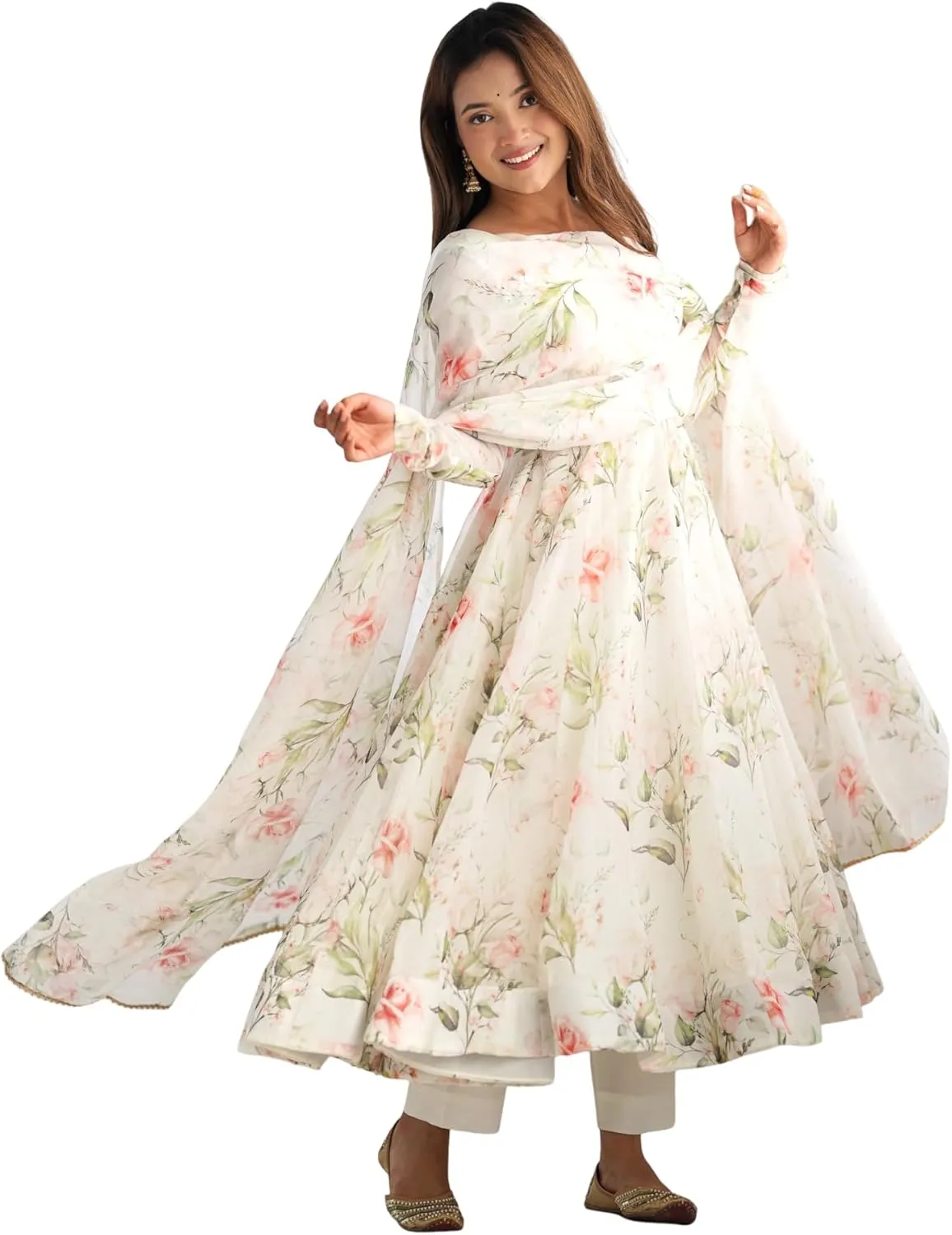 Shiv Collection Indian Style Pure Soft Georgette Anarkali Gown Sleeveless Set with Dupatta