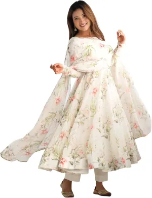 Shiv Collection Indian Style Pure Soft Georgette Anarkali Gown Sleeveless Set with Dupatta