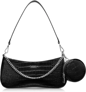 Shoulder Bag for Women Leather Small Purse Crocodile Pattern Clutch handbags with Exterior Coin Purse