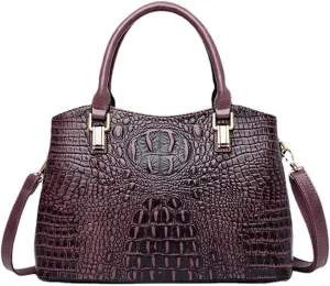 Shoulder Handbag for Women Crocodile Pattern Tote PU Leather Top-Handle Satchel