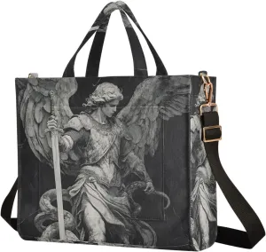 Shoulder Handbags for Women Black and White Knight Print, Corduroy Tote Bag Large Capacity Small Size