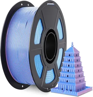 Silk PLA 3D Printer Filament, Silky Dual Color PLA 1.75mm, Shiny Double Color Silk Texture, Dimensional Accuracy  /-0.02mm, Silk-Like PLA  Easy to Use for Most FDM 3D Printers, 1kg Pink Blue