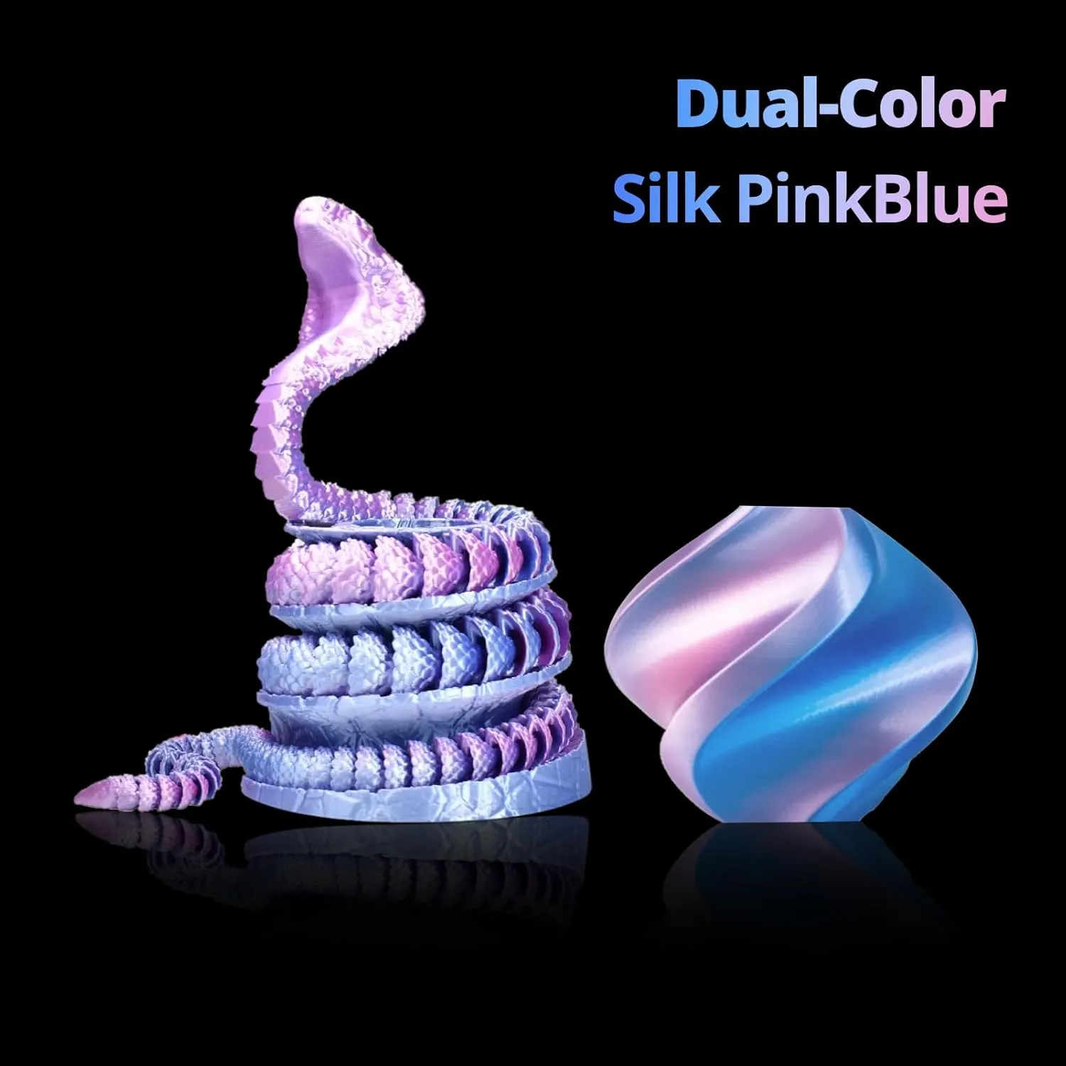 Silk PLA 3D Printer Filament, Silky Dual Color PLA 1.75mm, Shiny Double Color Silk Texture, Dimensional Accuracy  /-0.02mm, Silk-Like PLA  Easy to Use for Most FDM 3D Printers, 1kg Pink Blue
