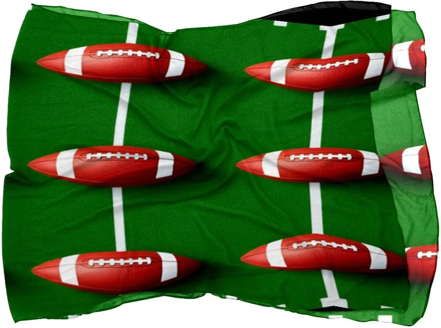 Silk Scarves American Footballs on Green Field Prints Long Chiffon Scarf Wrap Shawl for Women