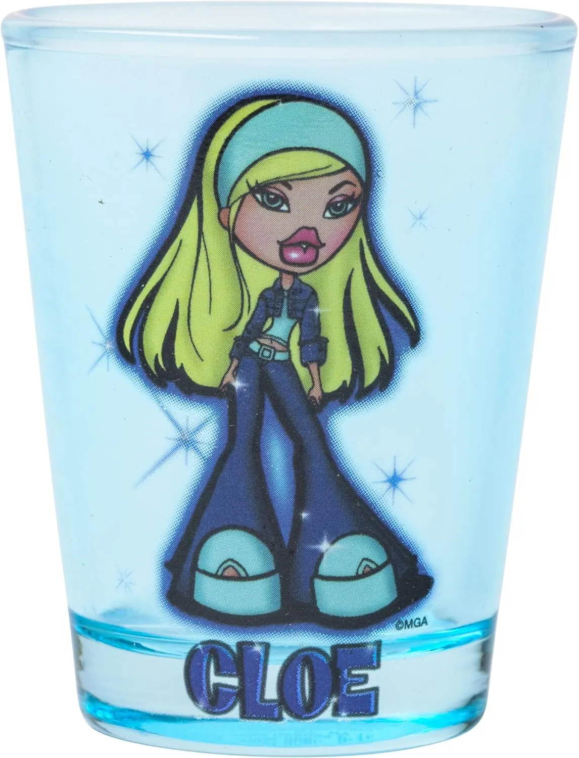 Silver Buffalo Bratz Sparkle Featuring Sasha, Cloe, Jasmin, and Jade 4 Pack Mini Glasses, 1.5 Ounces