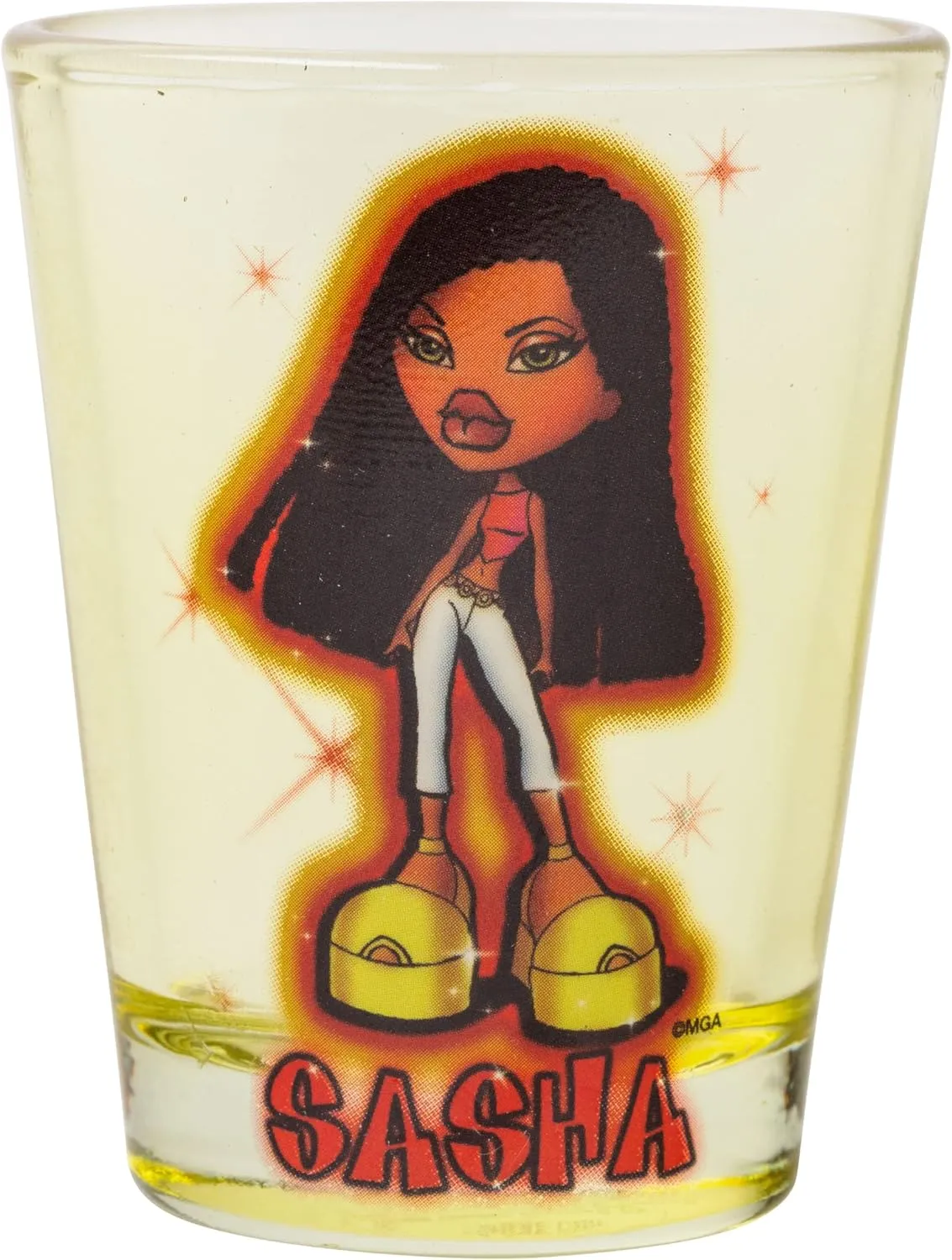 Silver Buffalo Bratz Sparkle Featuring Sasha, Cloe, Jasmin, and Jade 4 Pack Mini Glasses, 1.5 Ounces