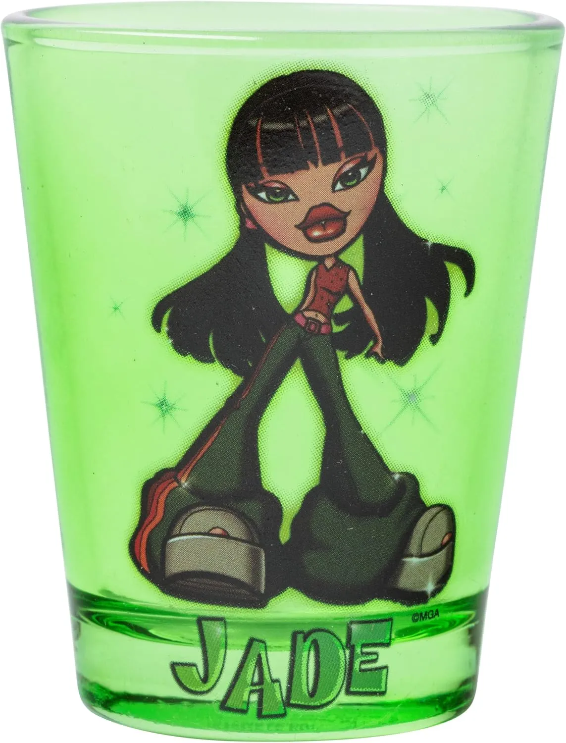 Silver Buffalo Bratz Sparkle Featuring Sasha, Cloe, Jasmin, and Jade 4 Pack Mini Glasses, 1.5 Ounces