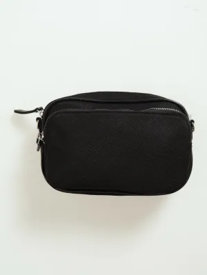 Silver Zip Canvas Camera Bag - Black