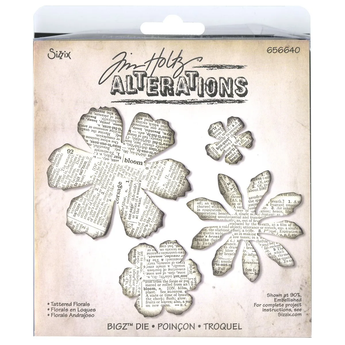 Sizzix, Tattered Florals Bigz Die , Tim Holtz, Multi Color, One Size