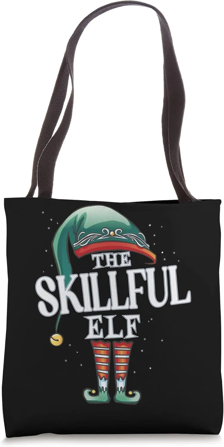 Skillful Elf Christmas Group Xmas Pajama Party Tote Bag