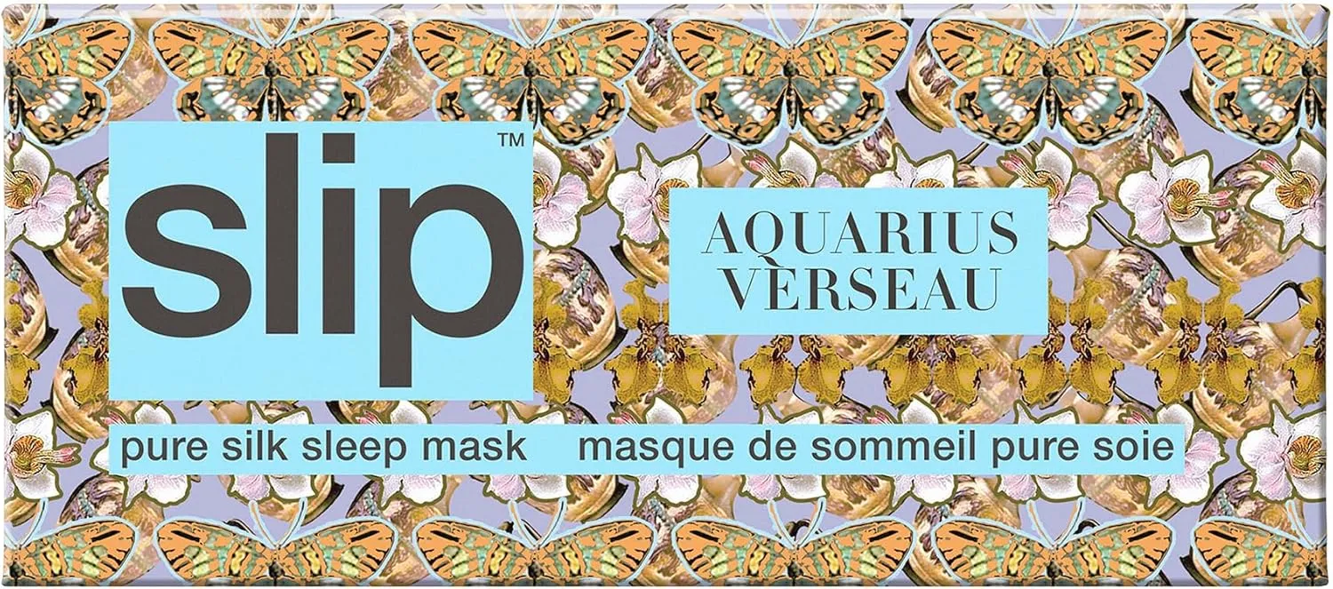 slip Pure Silk Sleep Mask - 100% Pure 22 Momme Mulberry Silk Eye Mask - Comfortable Sleeping Mask with Elastic Band   Pure Silk Filler and Internal Liner, Zodiac Collection: Aquarius
