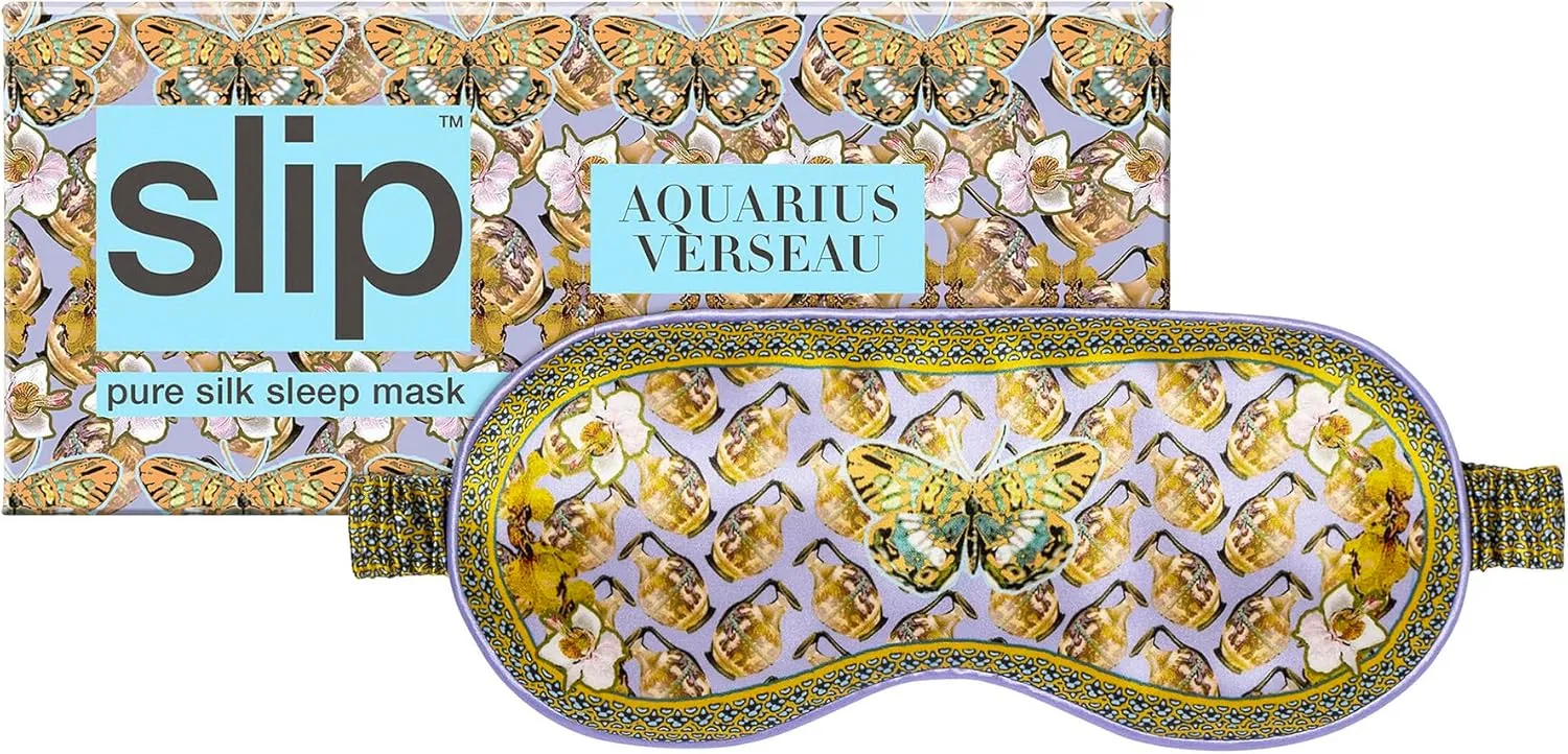 slip Pure Silk Sleep Mask - 100% Pure 22 Momme Mulberry Silk Eye Mask - Comfortable Sleeping Mask with Elastic Band   Pure Silk Filler and Internal Liner, Zodiac Collection: Aquarius