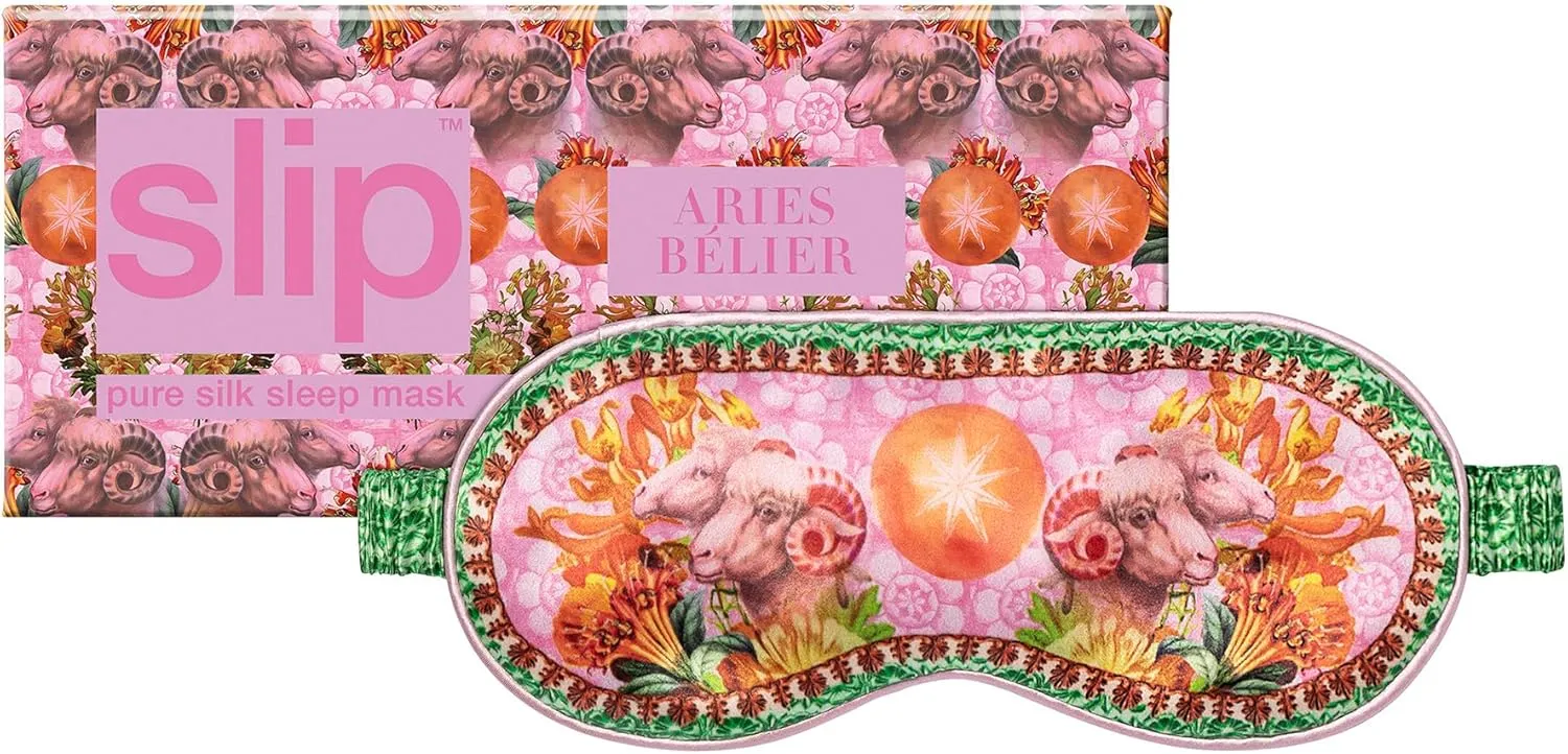 slip Pure Silk Sleep Mask - 100% Pure 22 Momme Mulberry Silk Eye Mask - Comfortable Sleeping Mask with Elastic Band   Pure Silk Filler and Internal Liner, Zodiac Collection: Aries