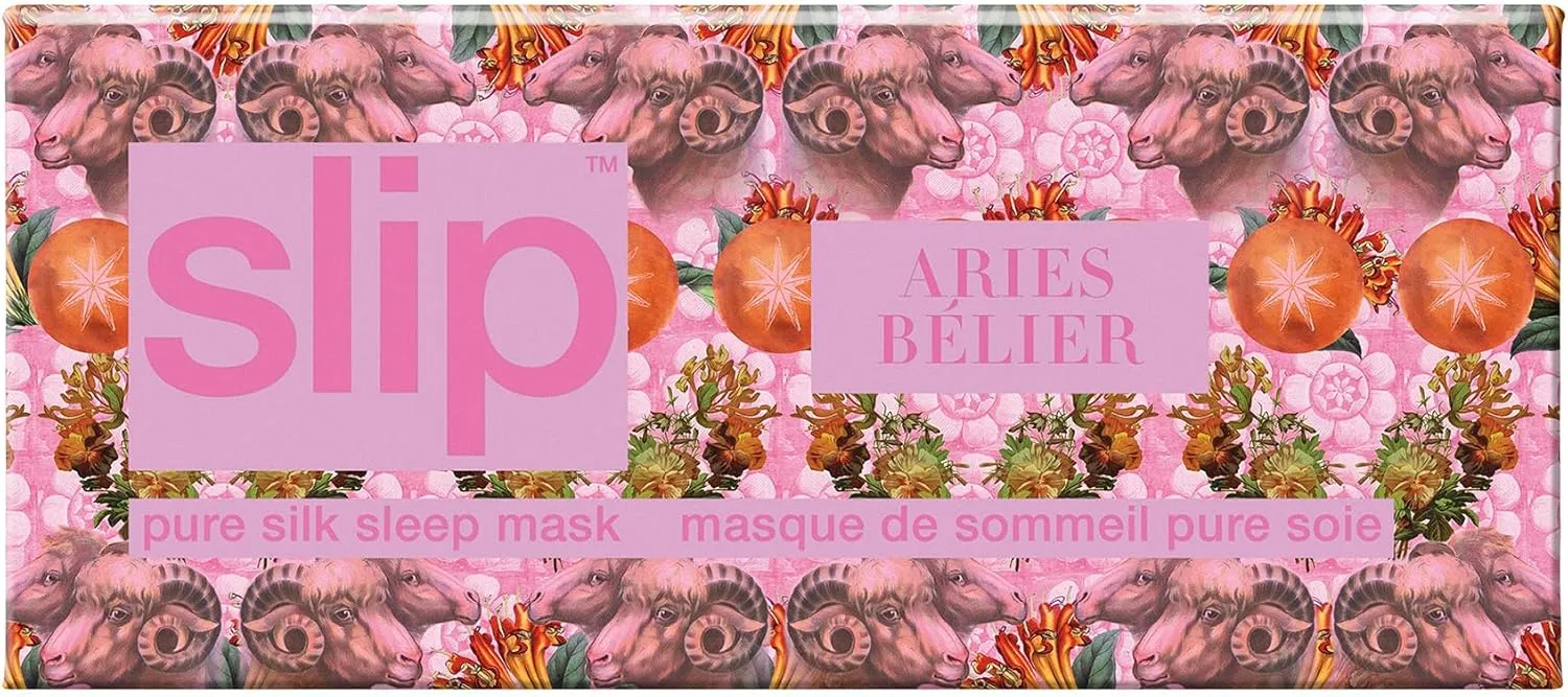 slip Pure Silk Sleep Mask - 100% Pure 22 Momme Mulberry Silk Eye Mask - Comfortable Sleeping Mask with Elastic Band   Pure Silk Filler and Internal Liner, Zodiac Collection: Aries