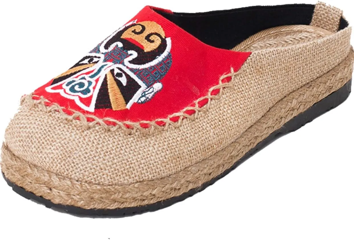 Slippers for Women Flats Breathable Canvas Espadrilles Loafers & slip-ons Embroidered Shoes Casual House Slippers