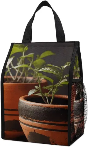 Small Clay Pot Lunch Bag Insulated Reusable Lunch Box Container Leakproof Lunch Tote Bag for Women Men Office Work Beach Or Travel