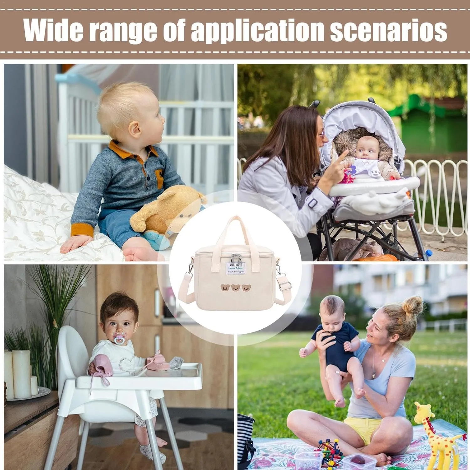Small Diaper Bag - Travel Diaper Tote, Cute Nappy Organizer | Large Capacity Shoulder Diaper Pouch, Multifunctional Changing
