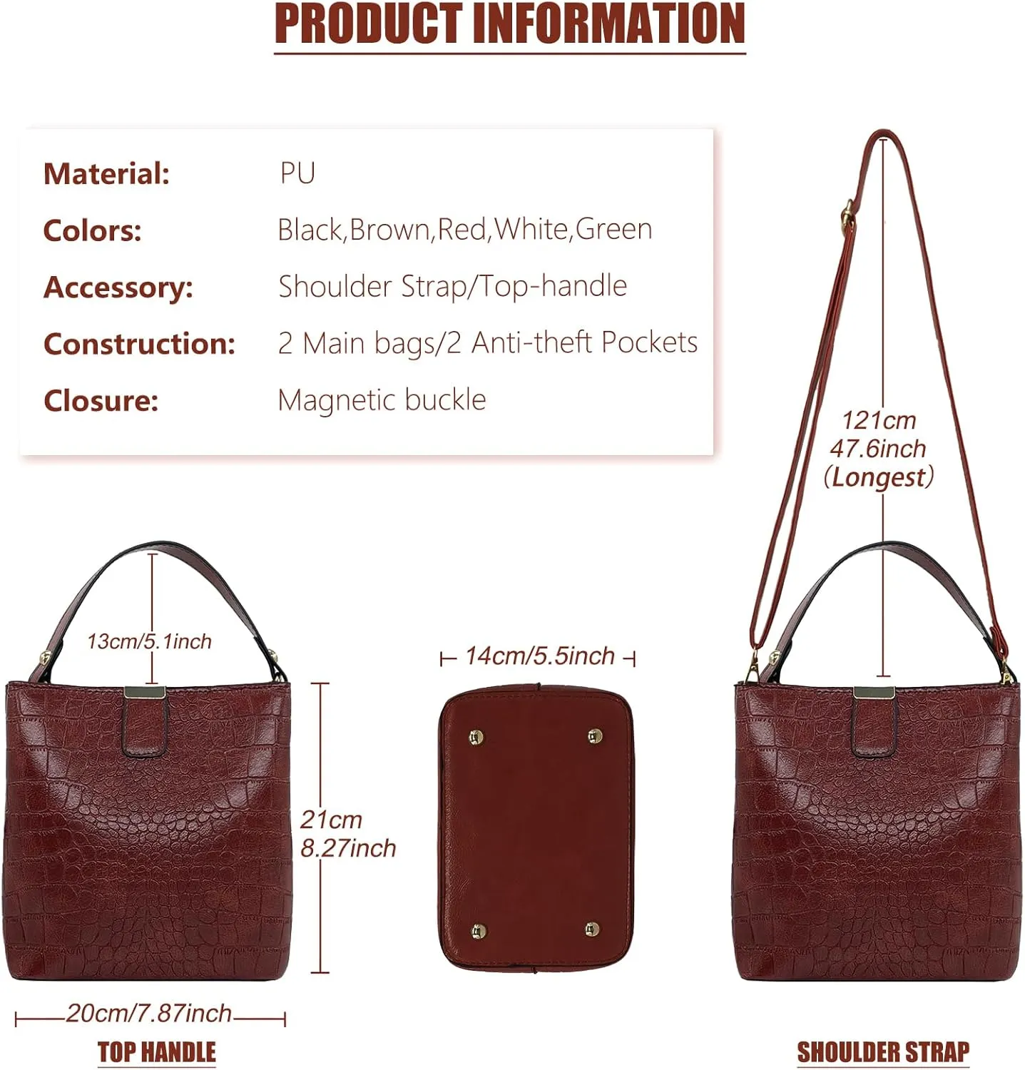 Small Square Crocodile Pattern Purses with Crossbody Strap Bucket Bags for Women with Top Handle