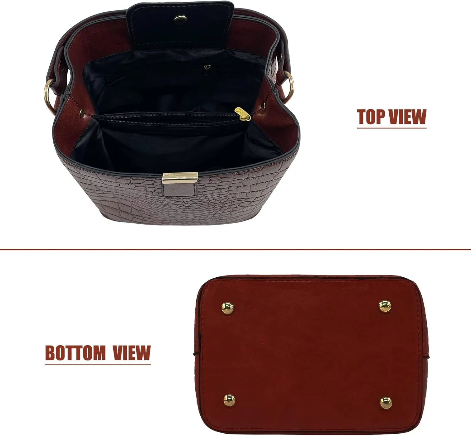Small Square Crocodile Pattern Purses with Crossbody Strap Bucket Bags for Women with Top Handle