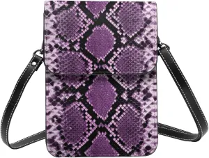 Snake Skin Python Pattern Woman Crossbody Bags Leather One Shoulder Handbags Wallet Adjustable Strap Cell Phone Purse