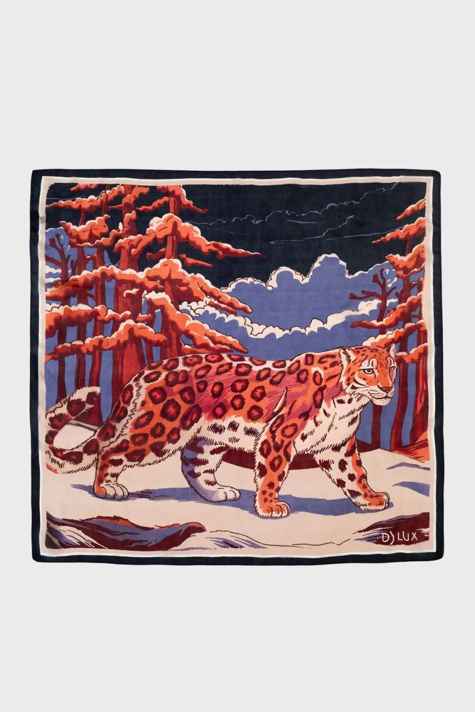 Snow Leopard Print Silk Square