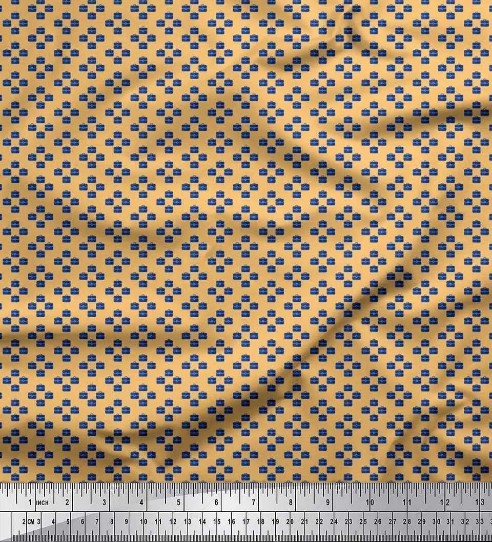 Soimoi Silk Fabric Men Bag Shirting Print Fabric by Yard 42 Inch Wide Pale Orange