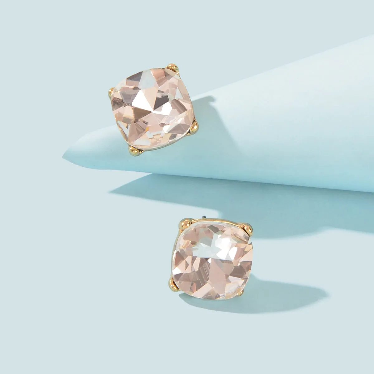 Sparkly Crystal Square Stud Wedding Bridal Pierced Mini Earrings Stud Jewellery