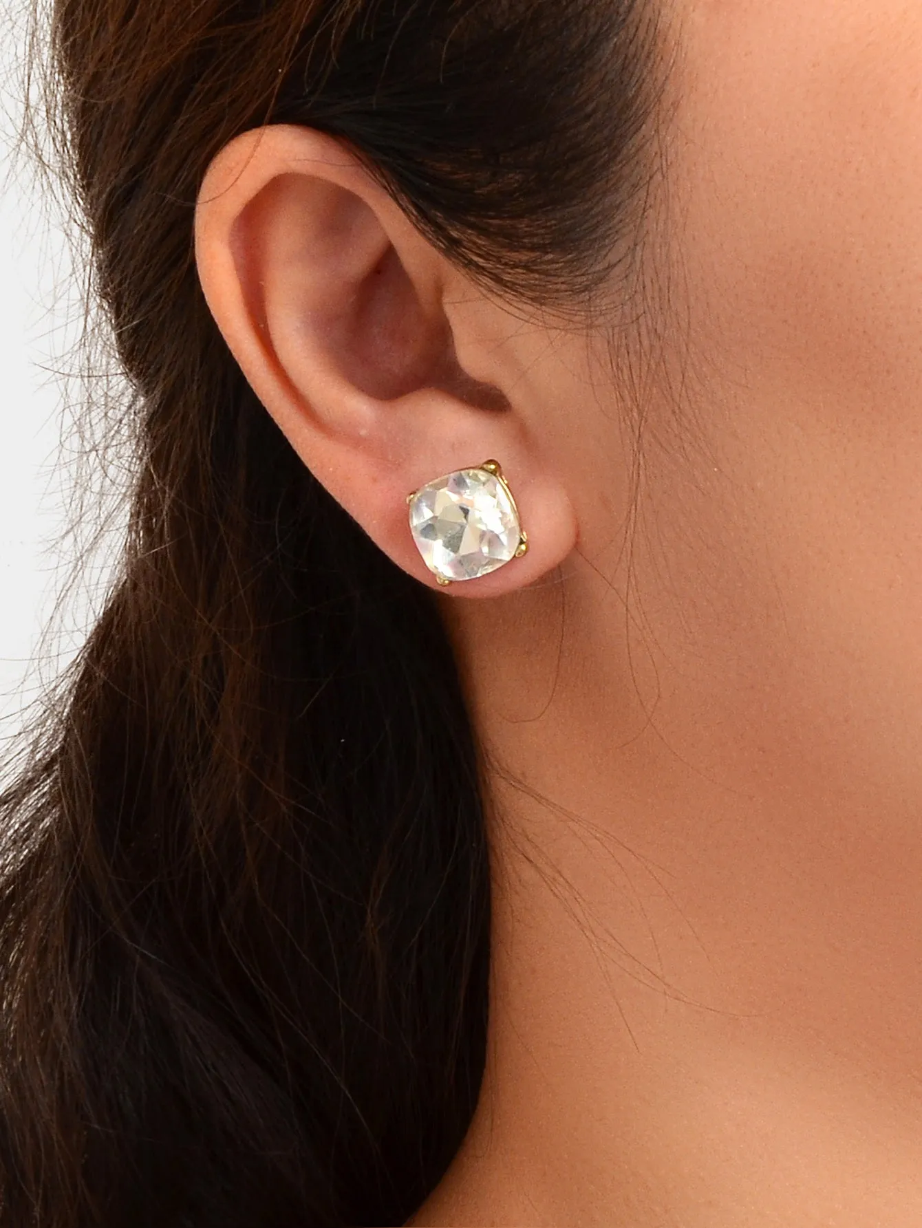 Sparkly Crystal Square Stud Wedding Bridal Pierced Mini Earrings Stud Jewellery