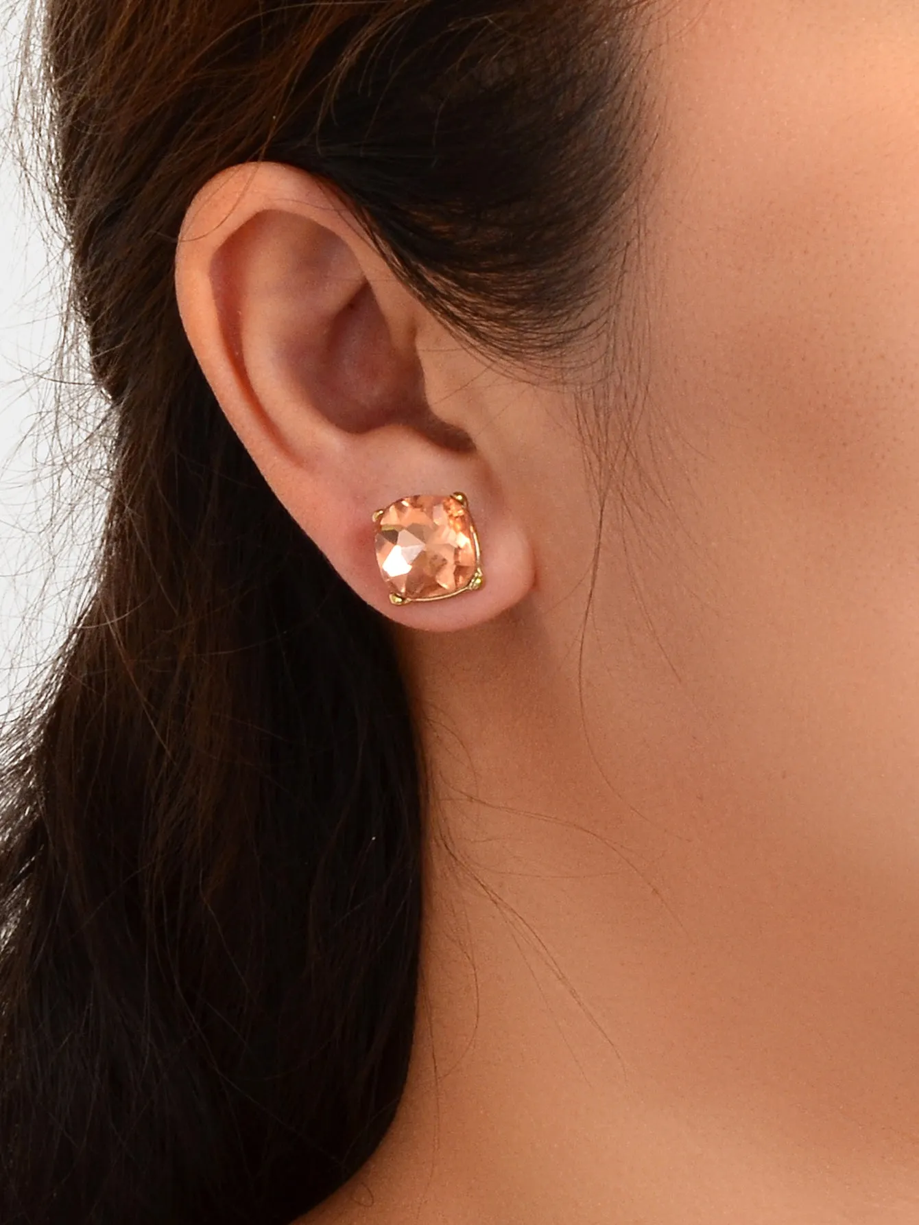 Sparkly Crystal Square Stud Wedding Bridal Pierced Mini Earrings Stud Jewellery