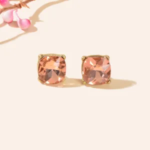 Sparkly Crystal Square Stud Wedding Bridal Pierced Mini Earrings Stud Jewellery