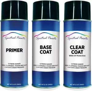 Spectral Paints Compatible/Replacement for Mini 862 Indi Blue Metallic - Aerosol Primer, Touch-Up Spray Paint & Clear