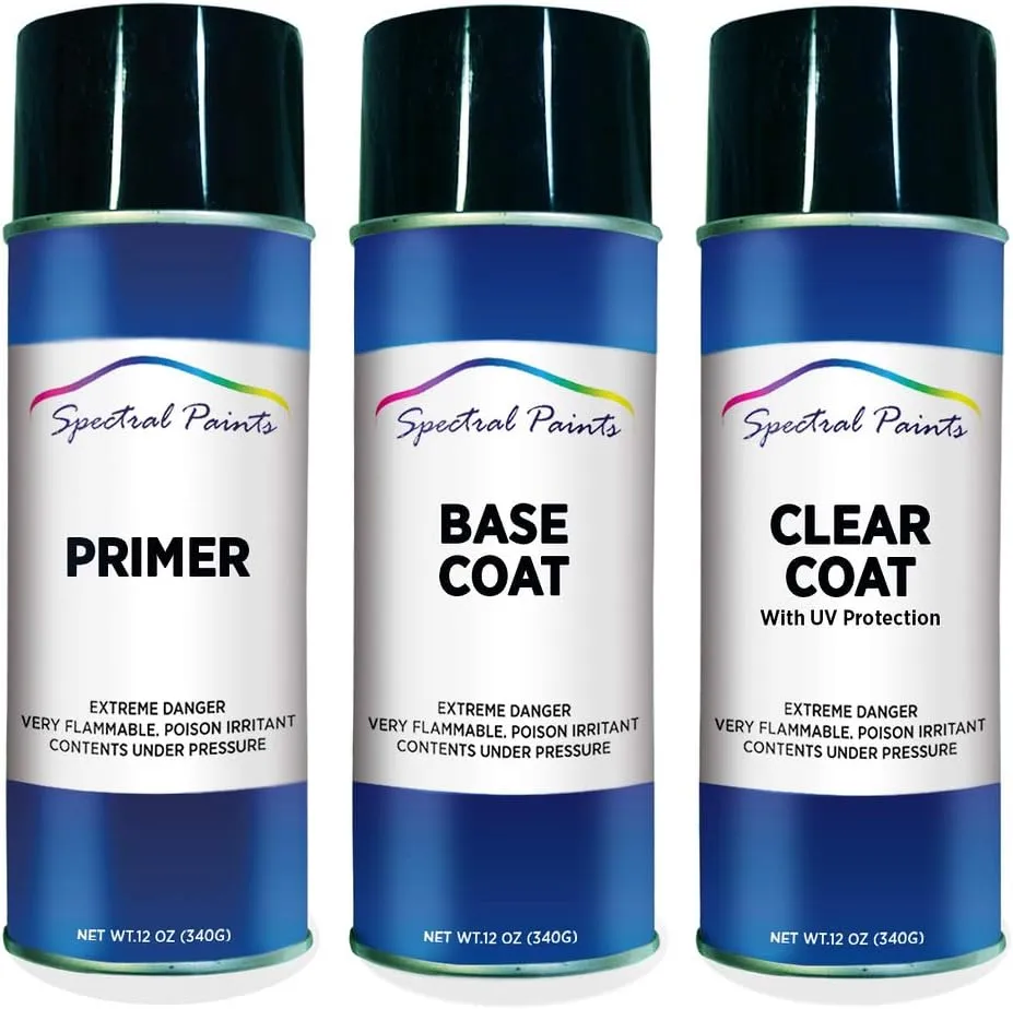 Spectral Paints Compatible/Replacement for Mini 862 Indi Blue Metallic - Aerosol Primer, Touch-Up Spray Paint & Clear