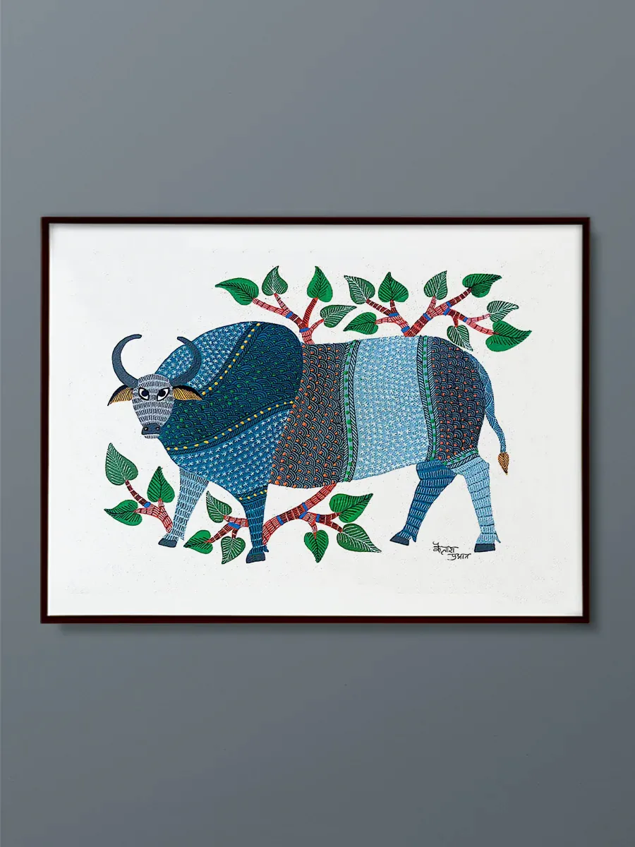 Spirited Narratives Unleashed: A Kaleidoscope of Colors Gond Painting by Kailash Pradhan