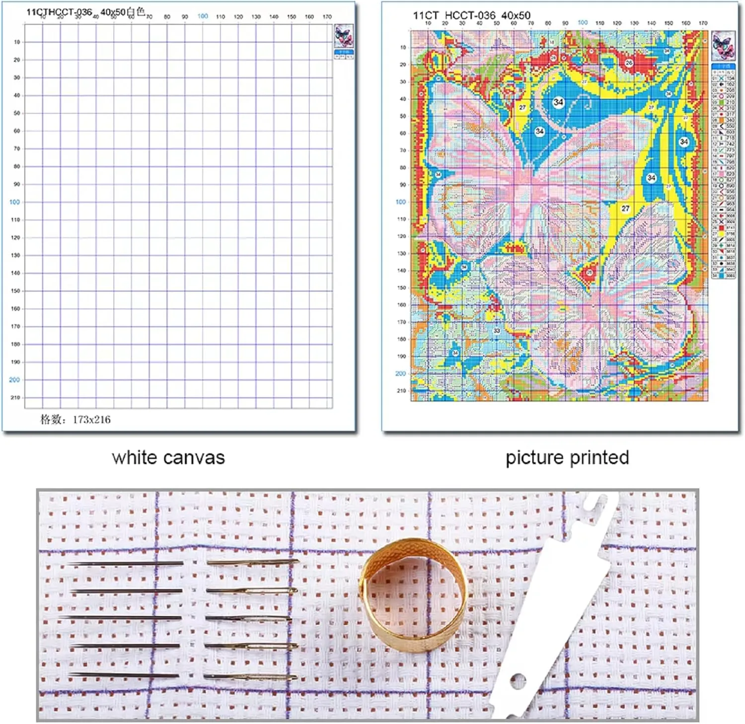 Stamped Cross Stitch Kits - Beach Night Landscape Counted Cross Stitch Kits for Beginners Adults Needlepoint Cross-Stitch Patterns-Night View by The River 16x20 inchs