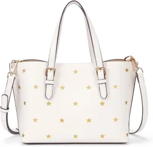 Star Print Tote Bag for Women Top-handle Crossbody Bags Soft PU Crossbody Tote Large Capacity Womens Satchel Handbag