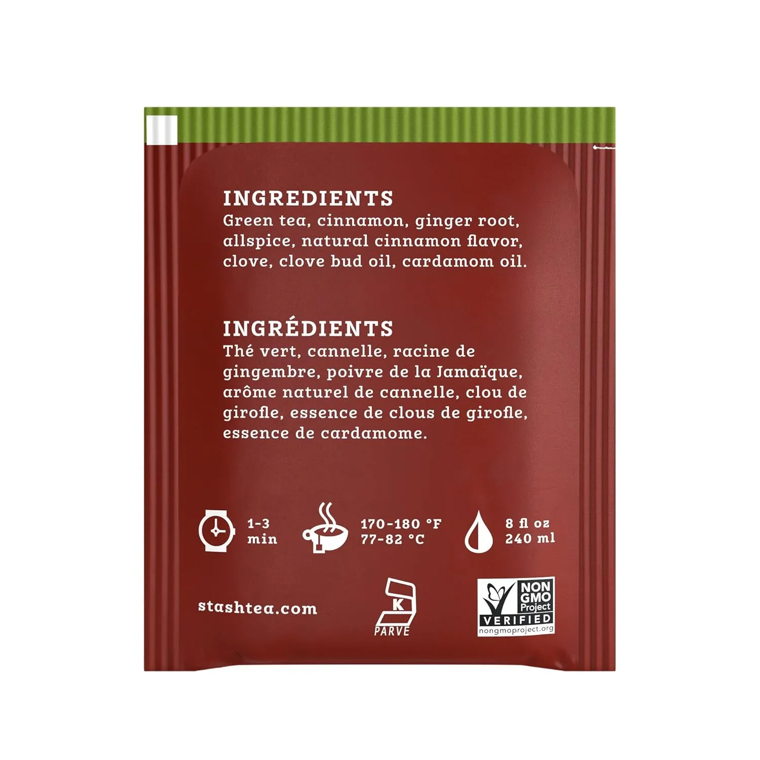 Stash Tea Green Chai Tea, Box of 100 Tea Bags (Packaging May Vary)