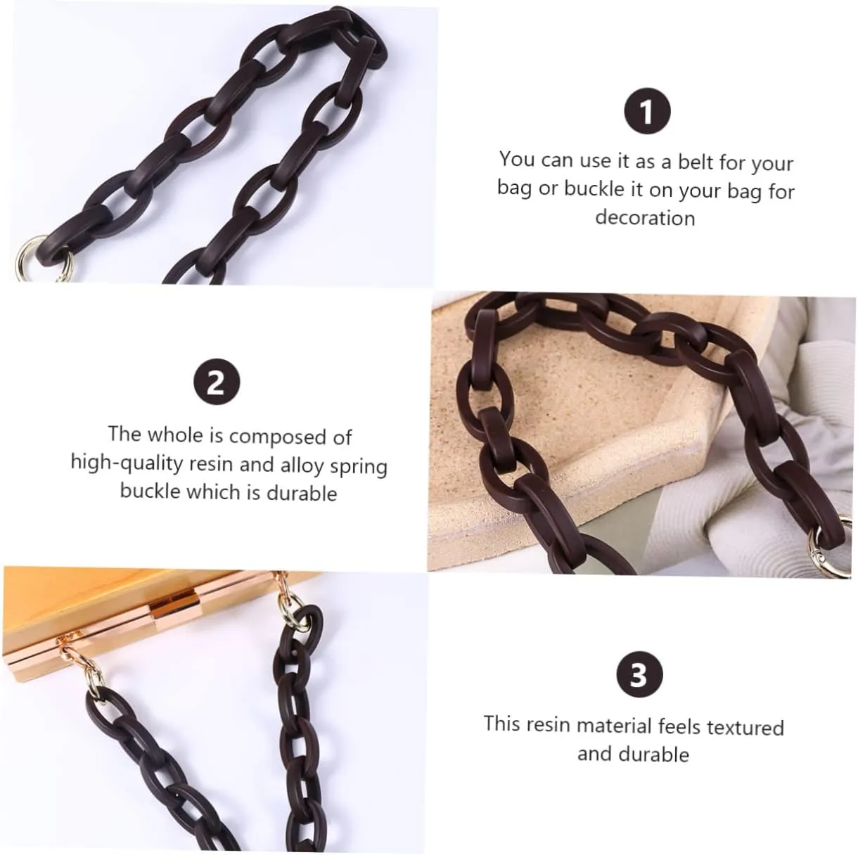 STOBOK Belt Bag Replacement Women's Frosted Matte Bag Chain Resin Strap Chain